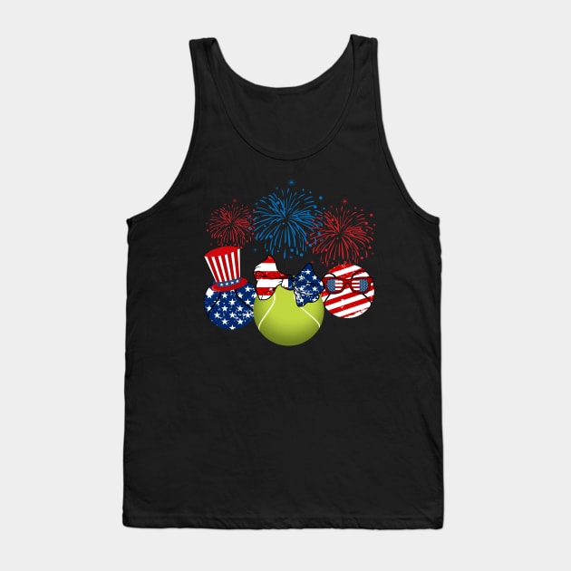 Tennis American Flag Fireworks Tank Top by Flavie Kertzmann